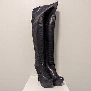Leather thigh high boots